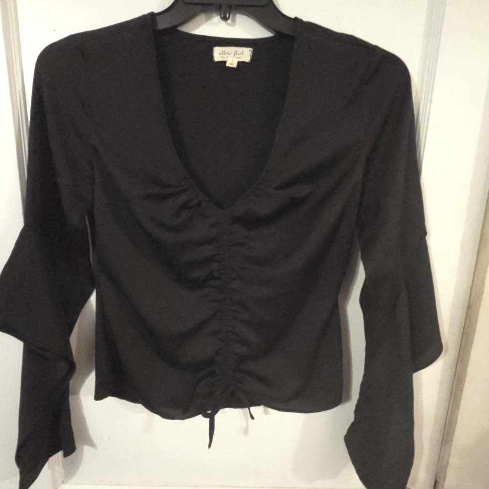 Ultra Flirt Black Ruched Blouse
